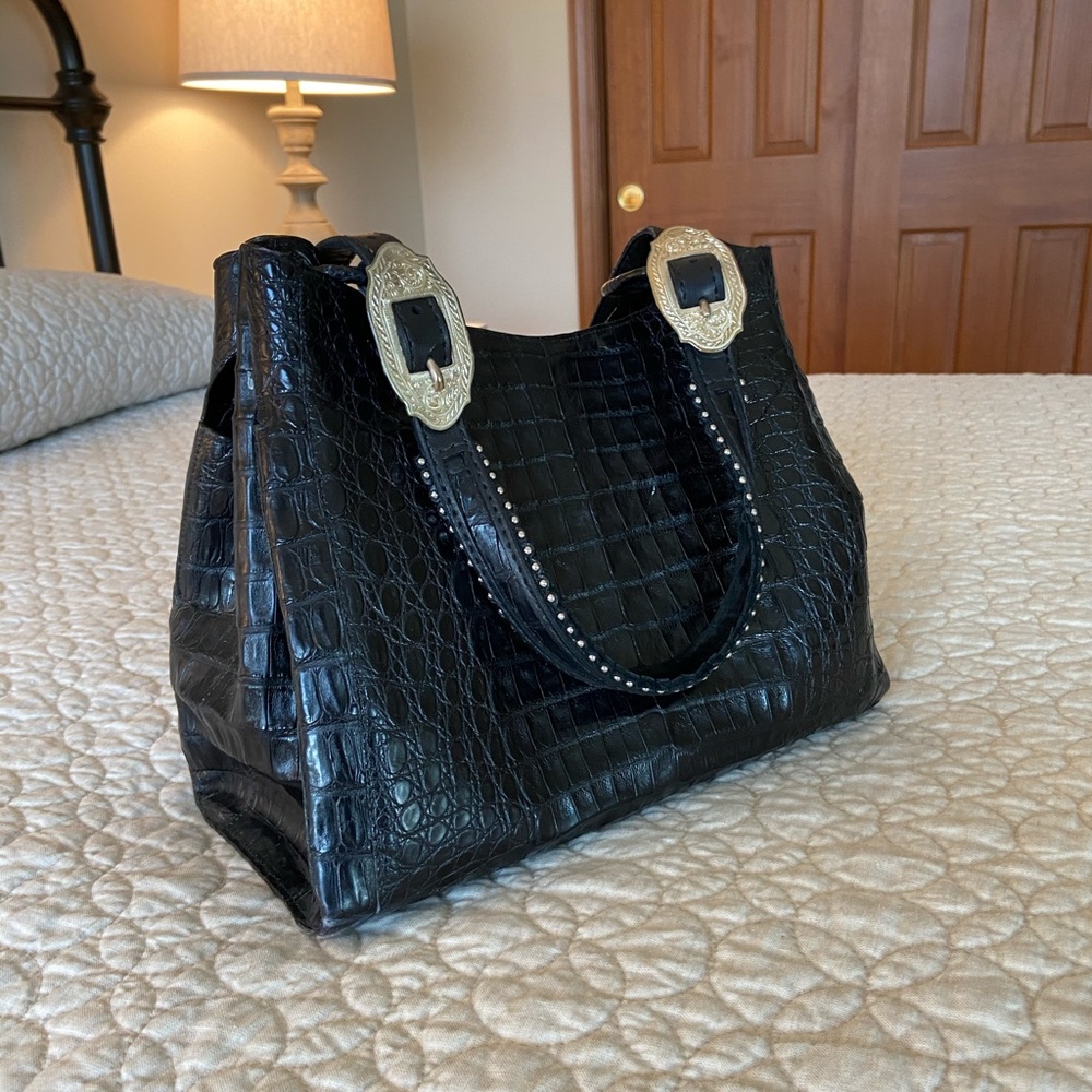 Nancy Gonzalez Black crocodile handbag.